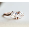 thumbnail image 2 of Toi Et Moi 1.50Ct Cushion & Pear Cut Lab Grown Diamond Ring 14k Rose Gold Plated, 2 of 4