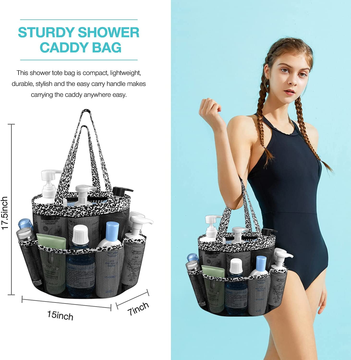 Ocim XL Mesh Shower Caddy Tote Bag - Large Portable Shower Caddy Basket for  Dorm