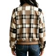 thumbnail image 6 of Xijirk Women Plaid Bomber Jacket Zip Up Long Sleeve Ribbed Trim Outerwear for Spring Fall Casual Daily Street Wear, 6 of 6
