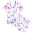 thumbnail image 5 of Odeerbi 2-12 Años Niños Niñas Pijama de Satén de Verano Con Solapa Muesca Camisas de Manga Corta Pantalones Cortos Conjunto Suave Gradiente Ropa de Dormir Juegos de Pijamas de Dos Piezas, 5 of 5