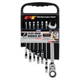 thumbnail image 2 of Performance Tool W30637 Flex Head Ratcheting Wrench Set with 180 Degree Pivot, Low Profile Head, and Reusable Storage Rack - 7 Piece Metric Set, 2 of 2