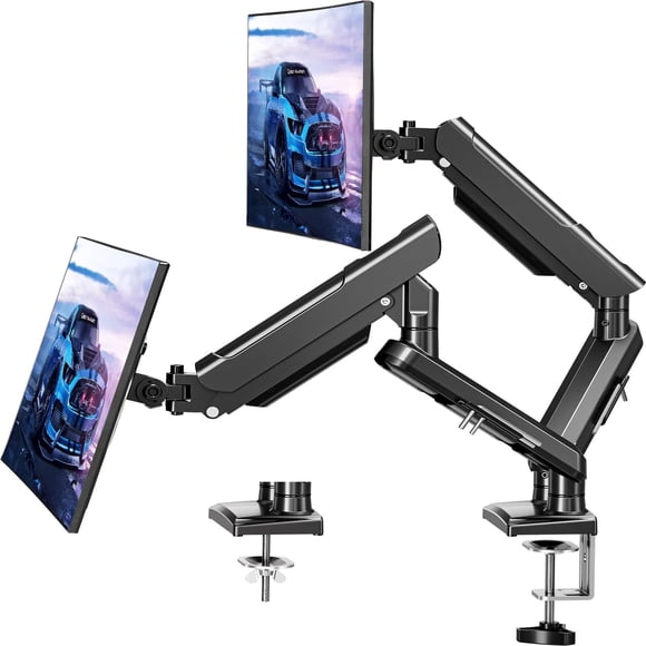 Dual Monitor Desk Mount, 13-32 inch Adjustable Full Motion Monitor Arm, Computer Display Stand Holder with Clamp and Grommet Base, Fits 4.4 to 22lbs