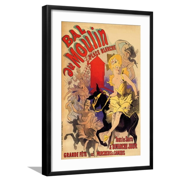 Art.com Ball at the Moulin Palace Blanche Art Print by Alphonse Mucha, Black Frame Wall Art, 21" x 29"