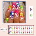 thumbnail image 2 of Medium color flower nail polish candy fake nail glitter wearable nail patch, 2 of 5