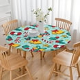 thumbnail image 3 of 44 Inch Round Christmas Table Cover with Elastic Border, Holiday Theme for Dinner Party Settings, 3 of 6