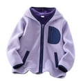 thumbnail image 2 of UQJfacai Boys Fleece Jacket Kids Full Zip Hooded Lightweight Color Block Fall Winter Coat Outerwear with Pockets 2-13 Years, 2 of 5