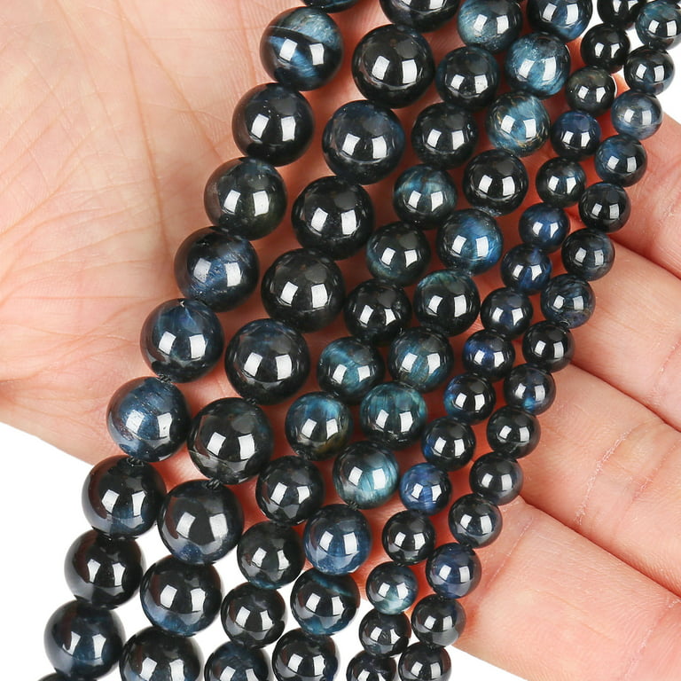 Natural Blue Black Tiger Eye Beads, Grade AAA Gemstone Round Loose Beads  10MM 40PCs Bulk Lot Options, Semi Precious Stone Beads for Jewelry Making