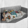 thumbnail image 6 of Cartoon Soft Flannel Fleece Throw Blanket, Eastern Inspired Bird and Bee Oriental Themed Art Design Sun and Moon, Cozy Plush for Indoor and Outdoor Use, 50" x 60", Multicolor, by Ambesonne, 6 of 6