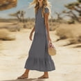 thumbnail image 5 of ClodeEU Women's V Neck Short Sleeve Tiered Midi Dress,Casual A Line Flowy Dress Gray,Women's Plus L, 5 of 6