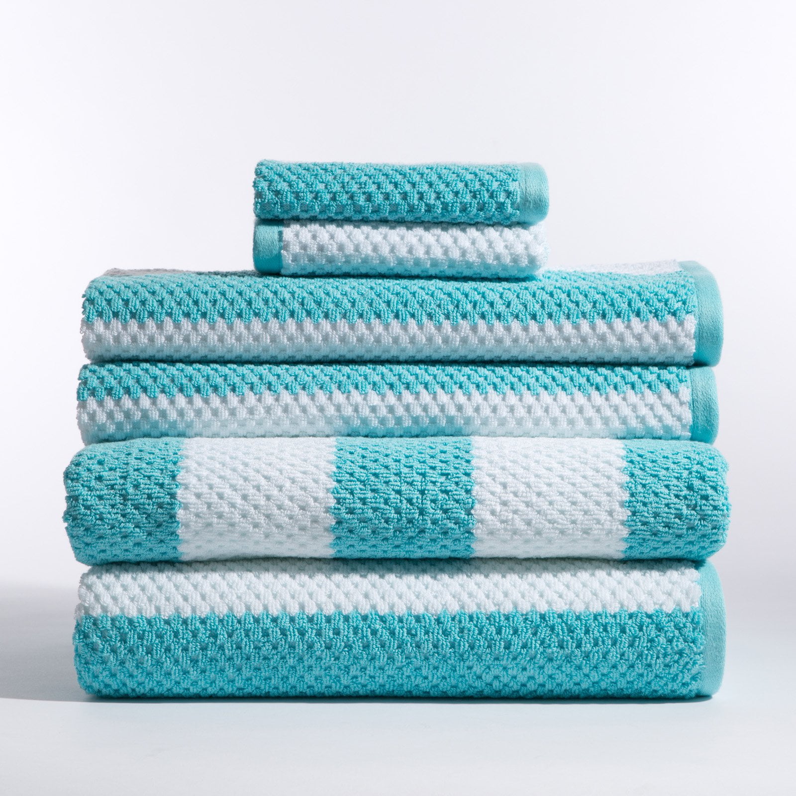 Rugby Stripe 6pc Towel Set Turquoise