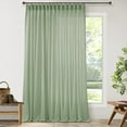 thumbnail image 2 of ASWZXCFGV Sage Green Linen Sheer Curtains 96 Inches Long Memory Shape Trained Pleated Curtain for Living Room with Hooks Rings Back Tab Pinch Pleat Drapes 96 Inch Length for Boho Bedroom, 2 of 9