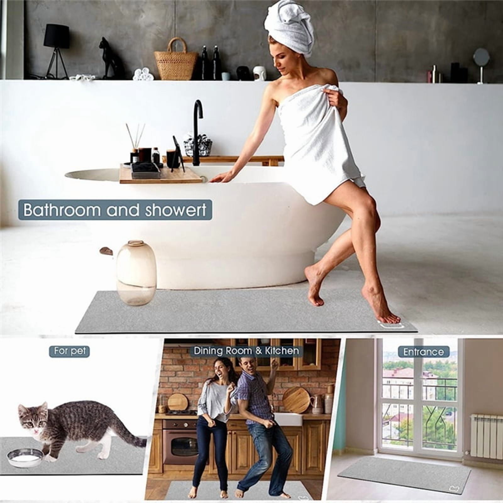 Bathroom Runner Mat Rugs Long Diatomite Stone Bath Mat Absorbent Diatomaceous Eart G2018