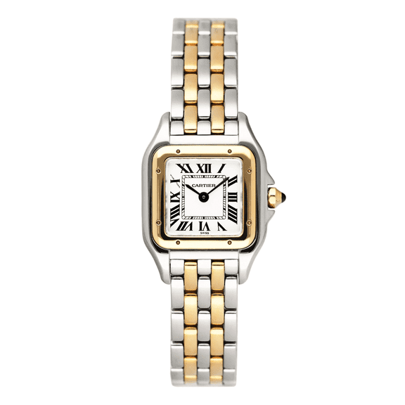 Pre-Owned Cartier Panthere 6692, 18k Yellow Gold and Stainless Steel Case with Silver Dial, Two-Row Bracelet