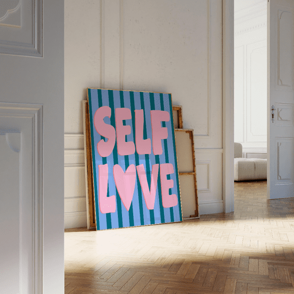 Self Love Wall Poster Dopamine Poster Retro Trendy Wall Art Aesthetic Dorm Decor Bedroom Poster Quote Poster Trending Wall Art, Poster Home Decor , Poster Print Only