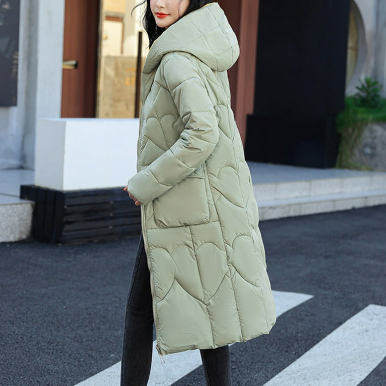 Aayomet Women's Thicken Winter Coat Lightweight Puffer Jacket  Water-Resistant Hooded Winter Coat,Mint Green XXL