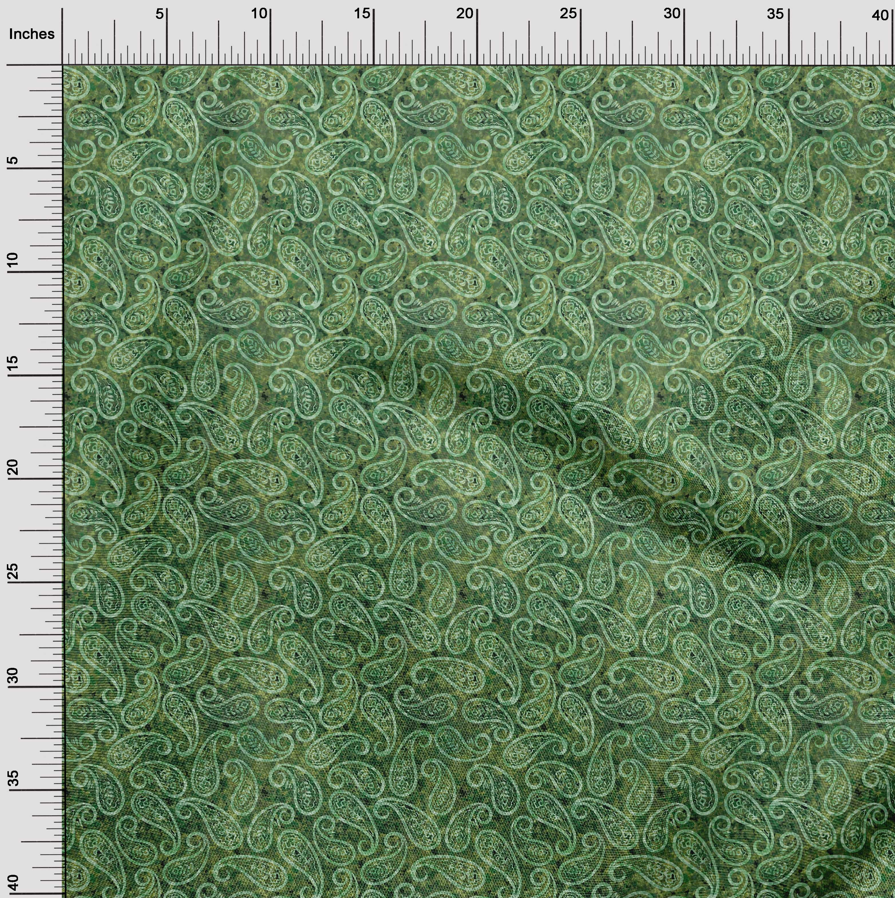 oneOone Cotton Poplin Twill Green Fabric Paisleys Diy Clothing Quilting Fabric Print Fabric By Yard 56 Inch Wide