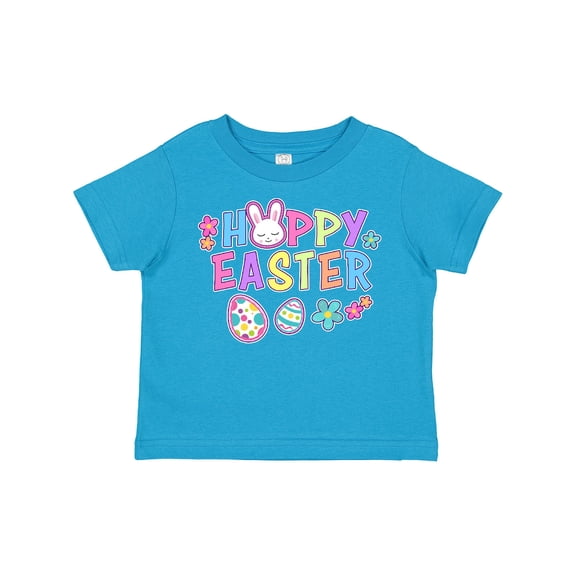 Inktastic Happy Easter with Bunny Face and Easter Eggs Girls Toddler T-Shirt