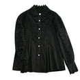 thumbnail image 5 of Women’s Elegant Lace Crochet Mock Neck Shirts Casual Victorian Blouse Long Sleeve Button Down Tops, 5 of 9