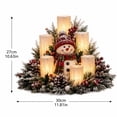 thumbnail image 3 of Christmas Lighted Centerpiece, Flameless Candle Glow Snowman Table Decor with LED Candles, Frosted Greenery Holiday Accents, 3 of 5