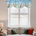 thumbnail image 3 of Tie Up Valances for Windows, Summer Nautical Adjustable Valance Curtains Window Treatment for Living Room, Coastal Beach Starfish Coral Shell Blue Rod Pocket Kitchen Curtains & Drapes 42x18 Inch, 3 of 9