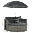 thumbnail image 4 of vidaXL 2 Seater Garden Sofa with Cushions and Parasol Grey Poly Rattan, 4 of 5