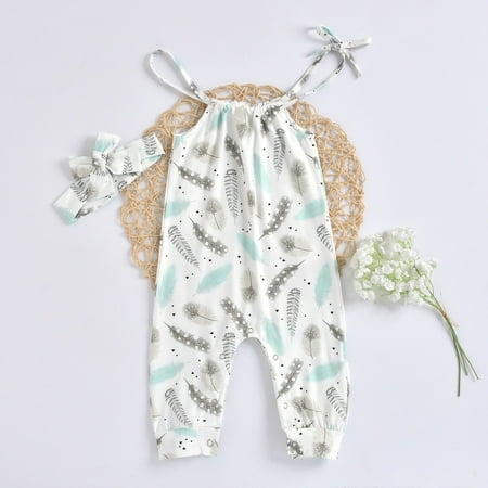 

Girls Jumpsuits Romper Baby Kids Sleeveless Floral Print One Piece Strap Romper Jumpsuit