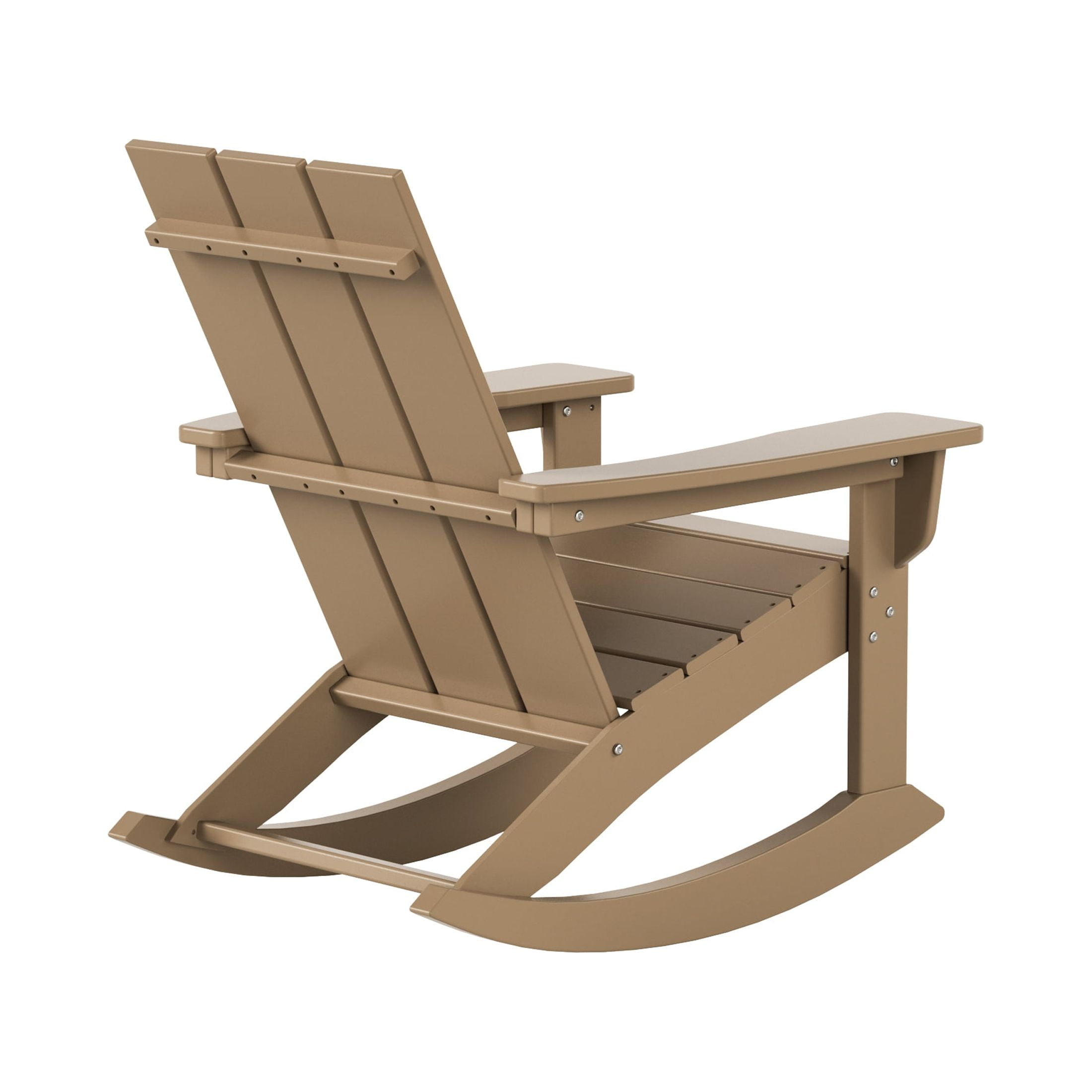 GARDEN Set of 2 Modern Plastic Outdoor Rocking Chairs for Patio Porch, Weathered Wood