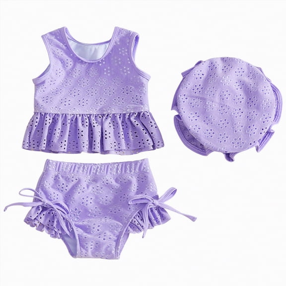 Hessimy Girl One Piece Swimsuit Swimwear Beach Bathing Suit,Bathing Suit(Purple,12-18 Months)