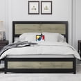 thumbnail image 2 of Huloretions Full Size Bed Frame With Headboard,Industrial Platform Bed Frame With Charging Station,Wooden Mattress Base,No Box Spring Required,Easy to Assemble, 2 of 8