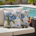 thumbnail image 4 of Blue Tulip Outdoor Waterproof Pillow Covers, Vintage Spring Floral Retro Art Butterfly Wooden Decorative Square Throw Pillowcase Sofa Cushion Sham for Patio/Couch/Chair, 20"x20" 2 Pack, 4 of 8