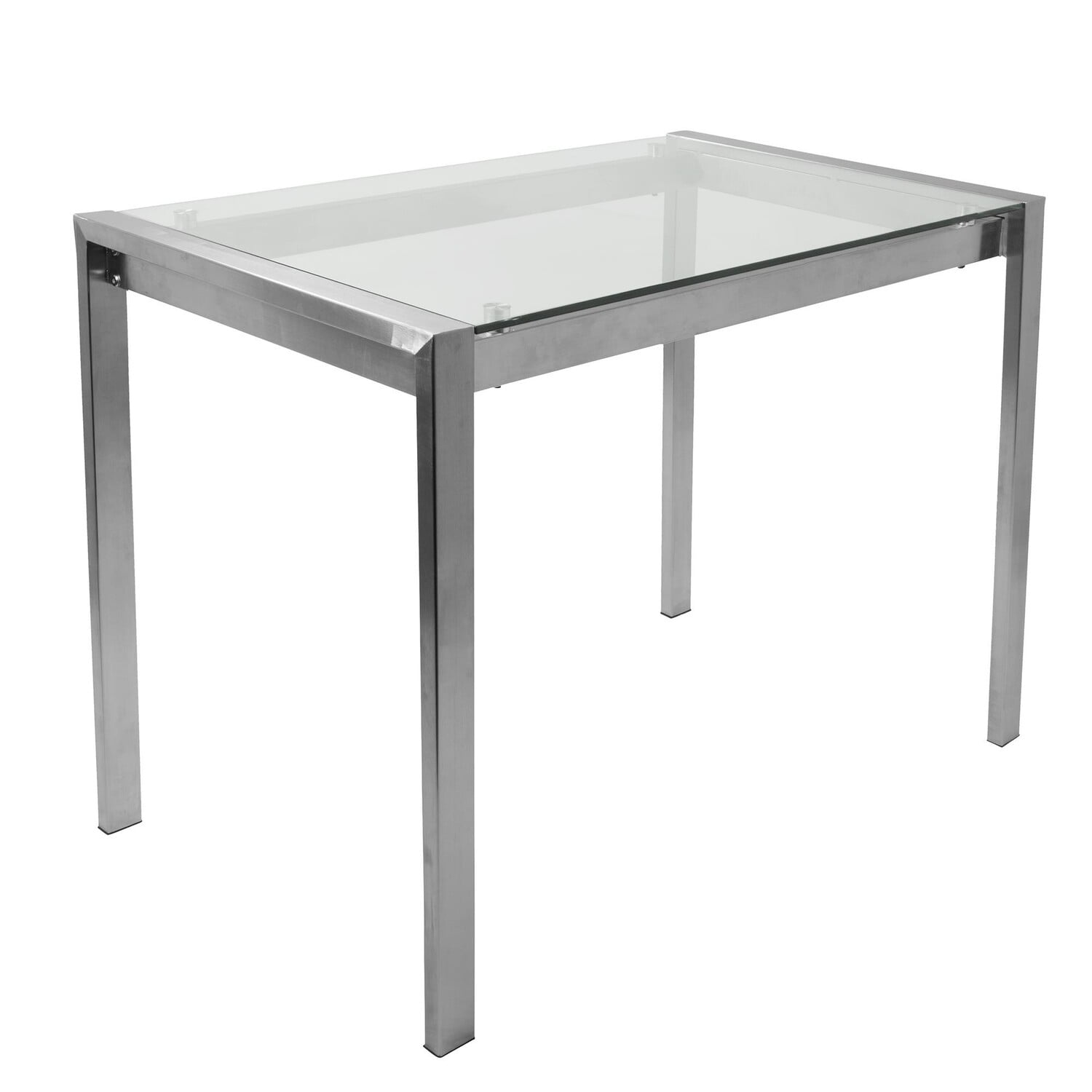 Fuji Contemporary Counter Table in Stainless Steel and Clear Glass by LumiSource - Walmart.com 