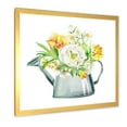 thumbnail image 2 of Marigolds Roses and Peonies In Garden Watering Can 30 in x 30 in Framed Painting Canvas Art Print, by Designart, 2 of 4
