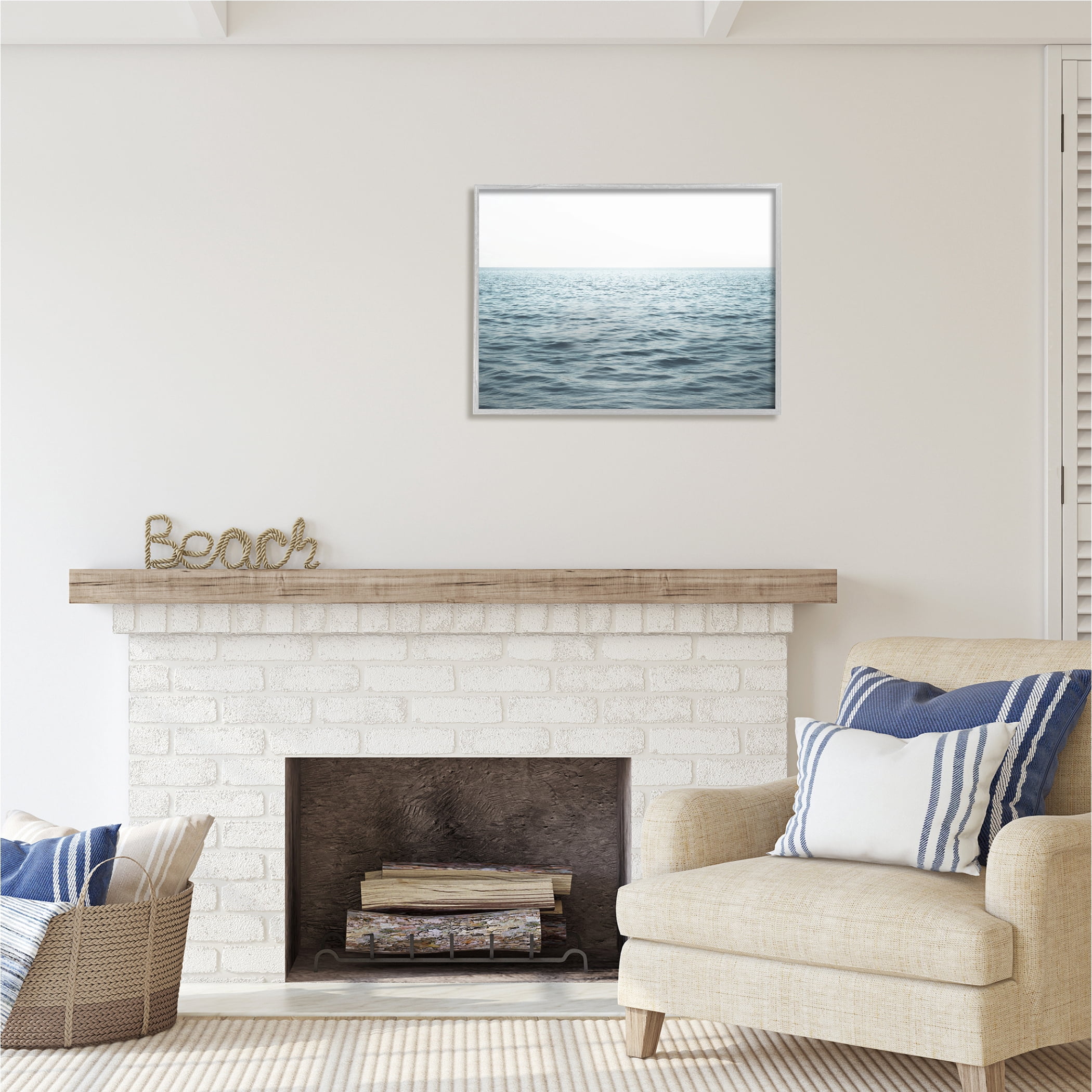 Stupell Industries Blue Sea Waves Photography Nature Photography Gray Framed Art Print Wall Art, 30 x 24