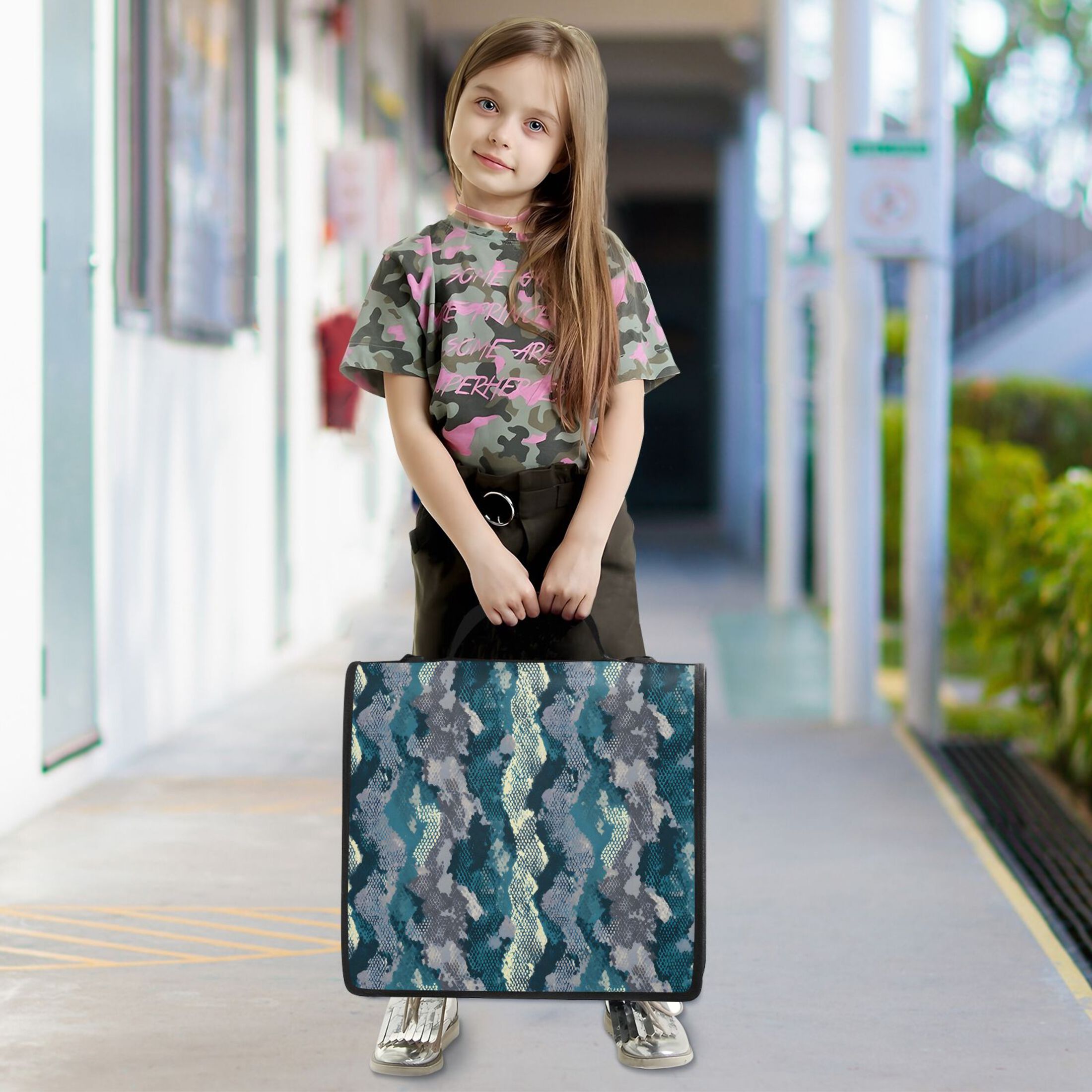 ALAZA Zipper Binder Snake Skin Blue 3 Ring Trapper Keeper File Folder Organizer Bag
