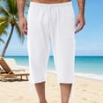 thumbnail image 2 of CHUMUD Men's Cotton Linen Shorts Relaxed Fit Elastic Waist Shorts Stretchy Capris Summer Casual with Pockets, 2 of 7