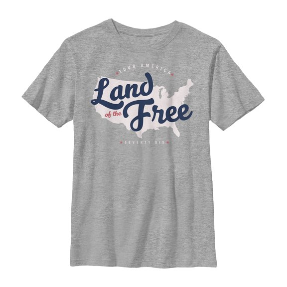 Boy's Lost Gods Fourth of July  Tour Land of Free  Graphic Tee Athletic Heather X Large
