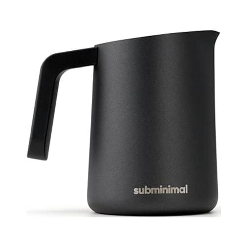 Jarra Subminimal FlowTip, Olla Calentadora de Leche para Cocina, Jarra para Espumar Leche para Café al Estilo Barista, Negro