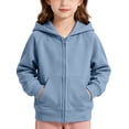 thumbnail image 5 of Zip Up Hoodie for Girls Long Sleeve Cotton Sweatshirt Jackets Solid Color,Full Zip Hoodie Jacket,Girls Sweatshirt,Front Pockets,Casual,Loose,Girls 2-13 Years,Daiy Wear, 5 of 7