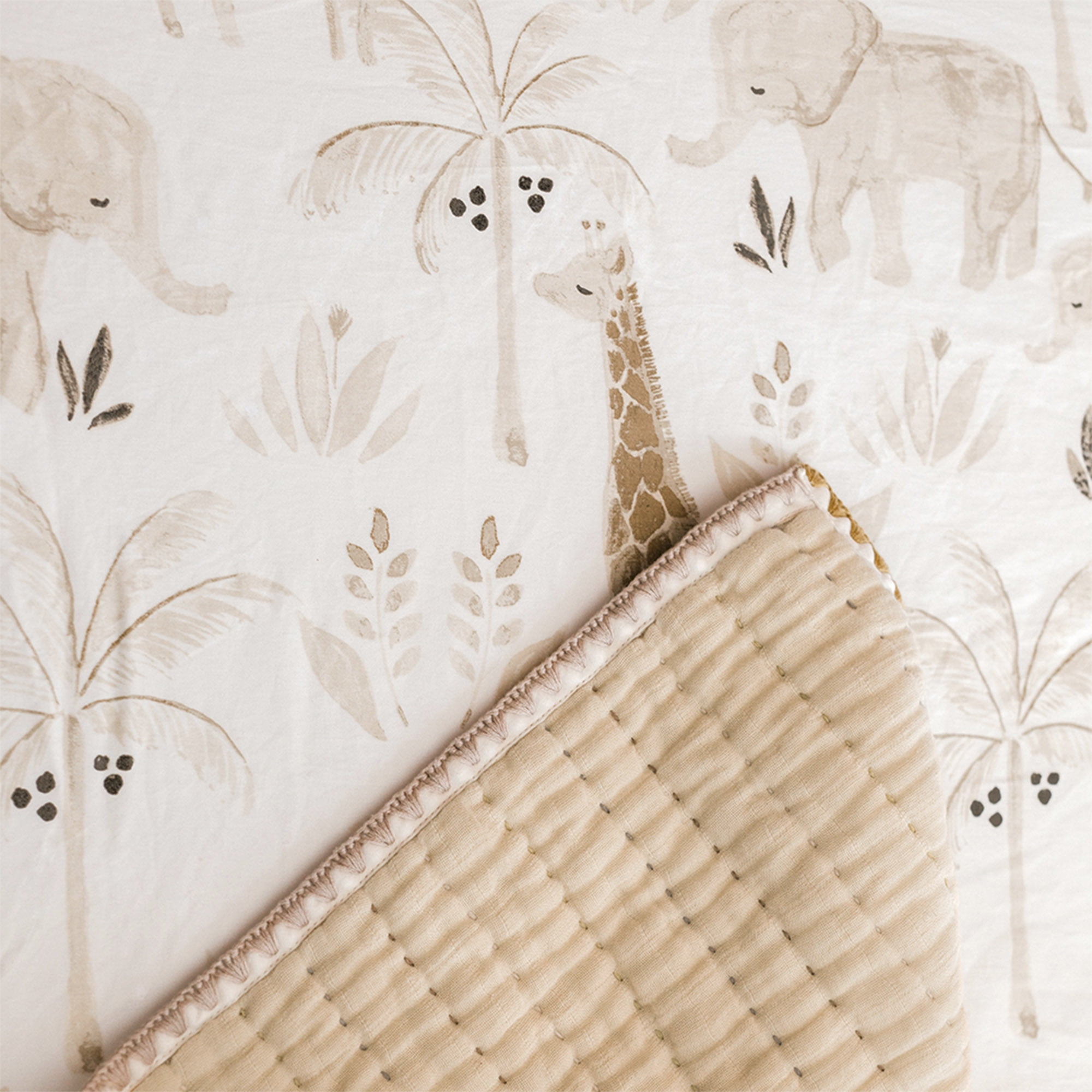 Crane Baby Kendi Fitted Crib/Toddler Bed Sheets, Safari Animal Nursery, Cotton Crib Sheets