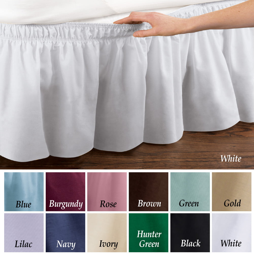 Elastic Bed Skirt Dust Ruffle Easy Fit Wrap Around Twin Full Queen King Size 