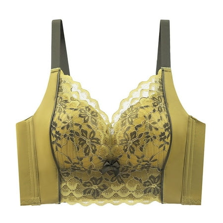 BXJX Lace Bras for Women Clearance Wireless Push-up Adjustable Comfortable Bra Daily Underwear Bralette Army Green Size S