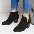 thumbnail image 5 of Women's Ankle Boots Classic Slip on Cutout Chelsea Western Booties Stacked Heel Suede Fall Winter Dress Work Pumps Shoes, 5 of 8