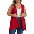 thumbnail image 2 of Womens Summer Tops Fashion Solid Color Cardigan Pocket Sleeveless Plus Size, 2 of 8