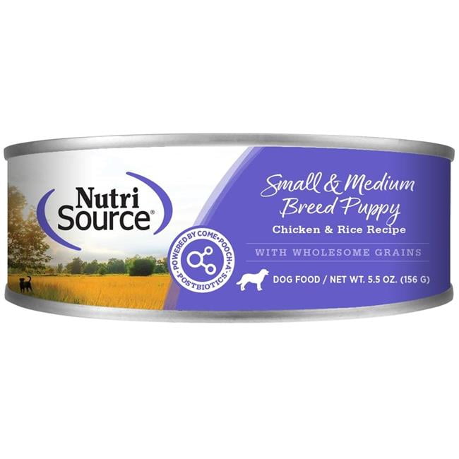 Nutrisource 872729 5.5 oz Chicken & Rice Small & Medium Puppy Food Cans MP12 Case - Pack of 12