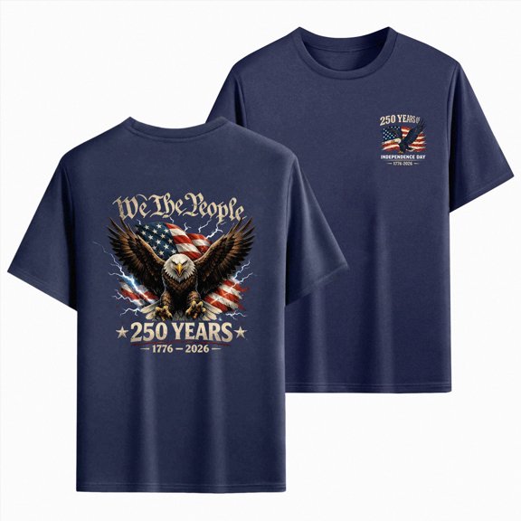 Ramiter 4th of July Shirts for Men USA Flag Patriot T-Shirts American Flag Tee Tops(Dark Blue,L)