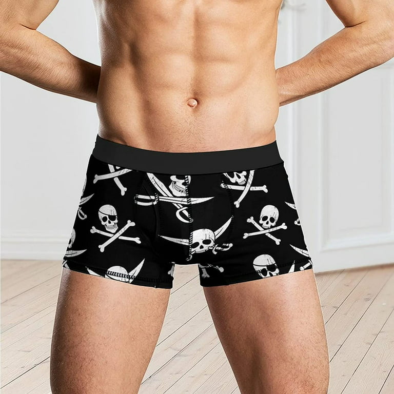 Pirate Pattern Men's Underwear Soft Boxer Briefs with Wide Waistband 