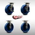 thumbnail image 2 of 8 Inch 316SS Solid Poly Caster Set with Delrin Bearings 2 Brakes 2 Rigid SCC, 2 of 2