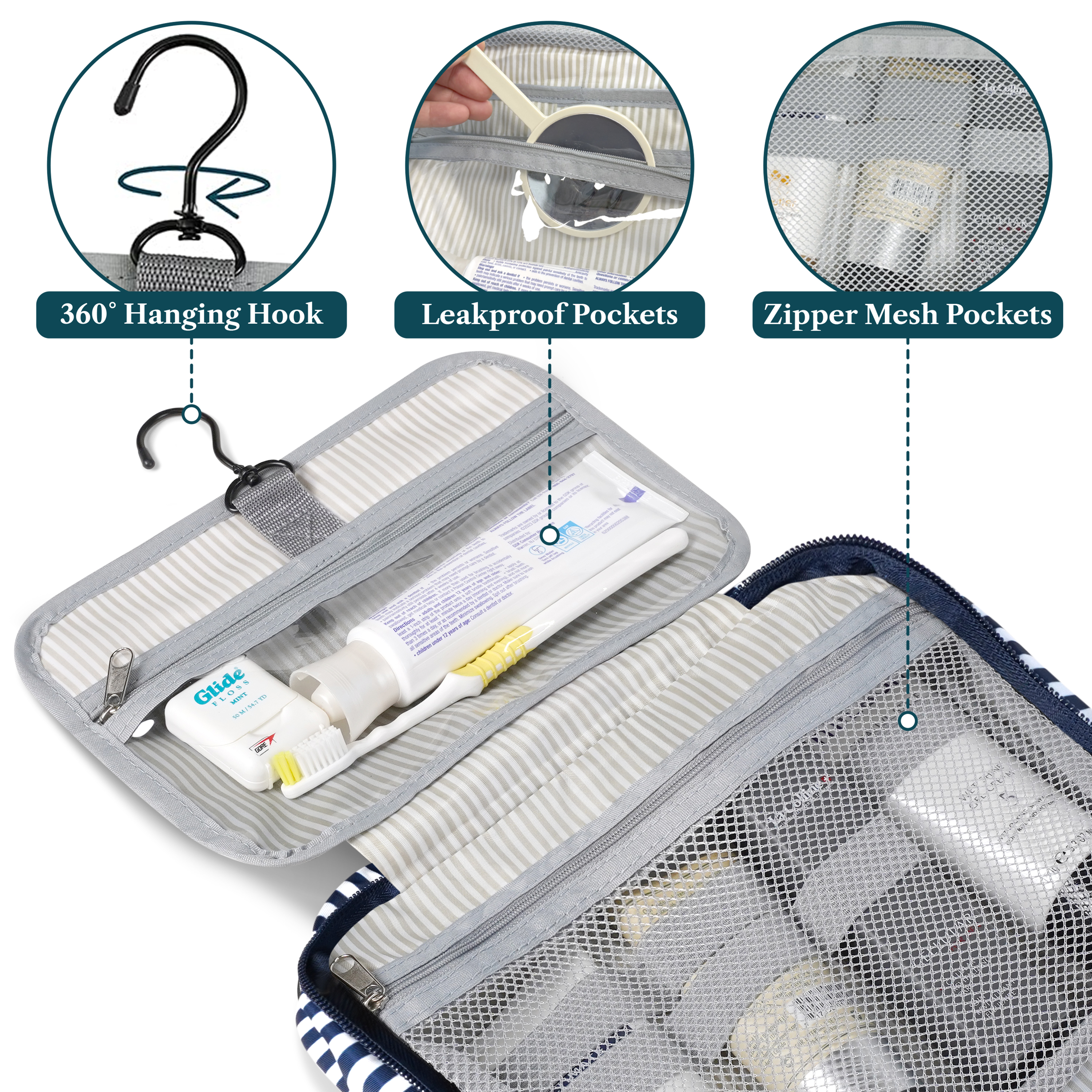 Pavilia Hanging Toiletry Bag with Foldable Design photo 3