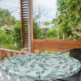 thumbnail image 2 of Ambesonne Abstract Fitted Round Tablecloth, Minimal Swirly Dash Lines, 36"- 40" Diameter, Mint Green and Cadet Blue, 2 of 5