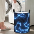 thumbnail image 4 of Lsque Blue Lightning pattern Laundry Hamper Basket, Tall Woven Rope Hamper Basket for Clothes, Lightweight Storage Basket, Collapsible Waterproof-Small, 4 of 8